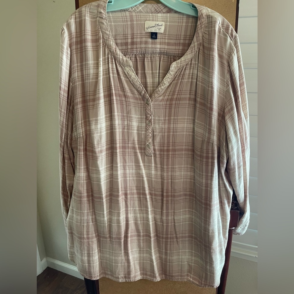 Plaid 3/4 sleeve soft shirt